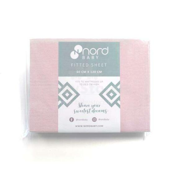 Nordbaby Sheet Art.232389 Pink Kokvilnas palags ar gumiju  60x120 cm
