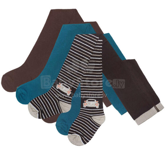 Weri Spezials Детские колготки Cars and Stripes Chocolate ART.SW-2065 Комплект из трех пар высококачественных детских хлопковых колготок для мальчиков