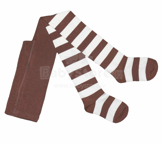 Weri Spezials Children's Tights Block Stripes Oak and Latte ART.WERI-6138 High quality children's cotton tights