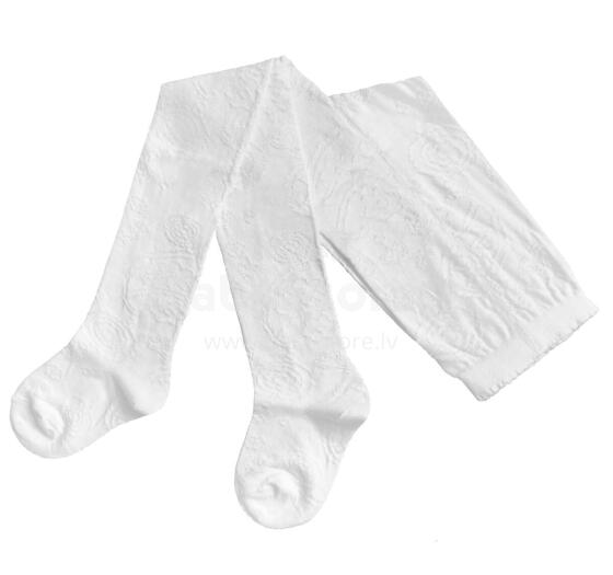 Weri Spezials Children's Tights Fillet Flowers White ART.WERI-3355 High quality children's cotton tights for gilrs