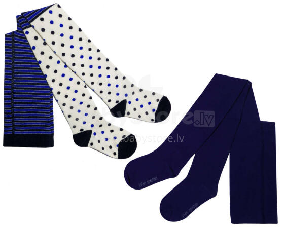 Weri Spezials Детские колготки Stripes and Dots Marine ART.WERI-4961 Комплект из двух пар высококачественных детских хлопковых колготок для девочек