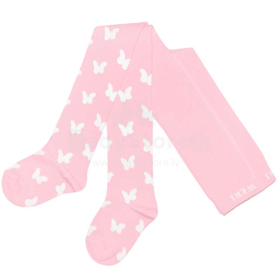 Weri Spezials Детские колготки White Butterflies Light Pink ART.SW-0246 Высококачественные детские хлопковые колготки для девочек
