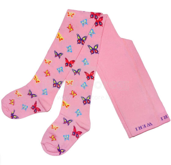 Weri Spezials Bērnu Zeķubikses Colorful Butterflies Dark Pink ART.WERI-1450 Augstas kvalitātes bērnu kokvilnas Zeķubikses meitenēm