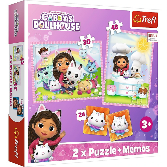 TREFL GABBY´S DOLLHOUSE Комплект пазлов 30шт. + 48шт. + 24 мемо