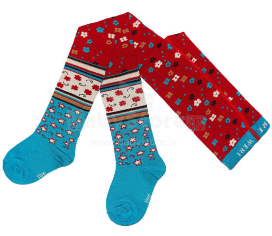Weri Spezials Bērnu Zeķubikses Pattern Mix Teal and Ruby ART.WERI-4281 Augstas kvalitātes bērnu kokvilnas Zeķubikses meitenēm