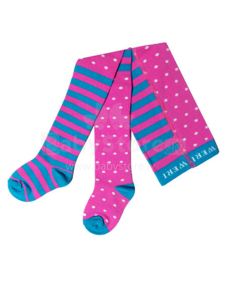 Weri Spezials Bērnu Zeķubikses Dots and Stripes Pink ART.SW-0961 Augstas kvalitātes bērnu kokvilnas Zeķubikses meitenēm
