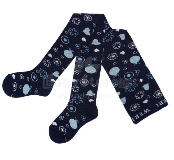 Weri Spezials Children's Tights Pumpkin Blossoms Navy ART.WERI-3621 High quality children's cotton tights for gilrs