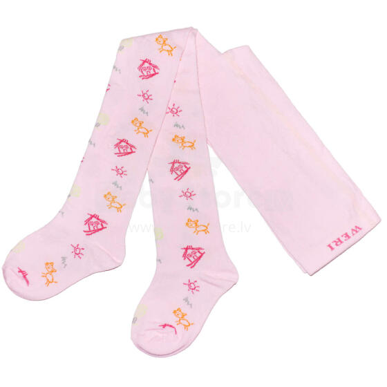 Weri Spezials Детские колготки Cat House Rose ART.SW-0016 Высококачественные детские хлопковые колготки для девочек