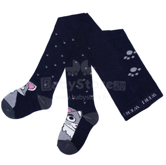 Weri Spezials Bērnu Zeķubikses Grey Cat Navy ART.SW-1407 Augstas kvalitātes bērnu kokvilnas Zeķubikses meitenēm