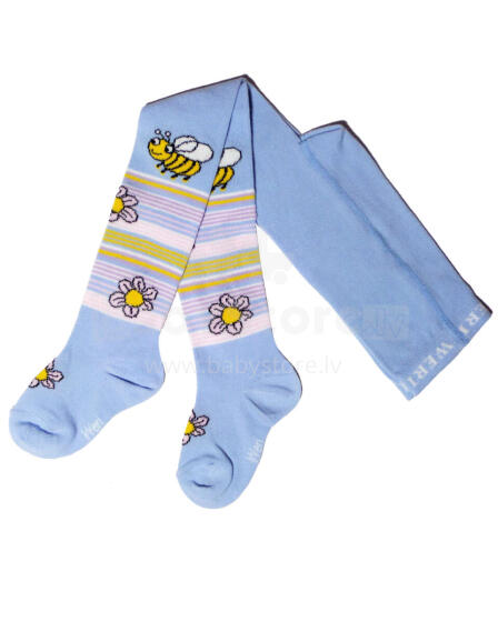 Weri Spezials Детские колготки Little Bee Light Blue ART.SW-1789 Высококачественные детские хлопковые колготки для девочек