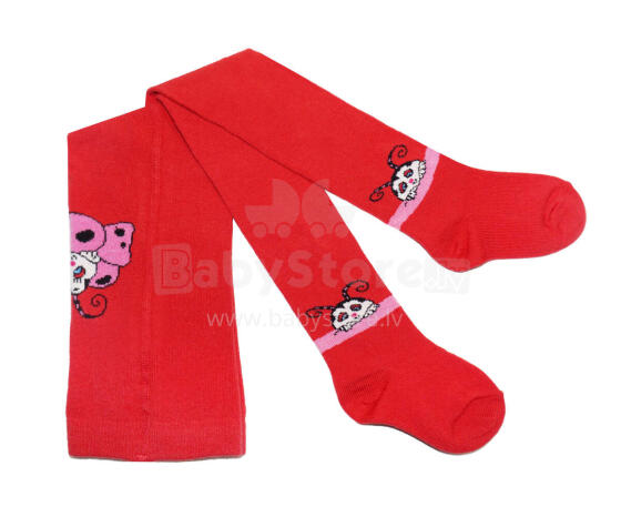 Weri Spezials Children's Tights Little Ladybug Red ART.WERI-1898 High quality children's cotton tights for gilrs
