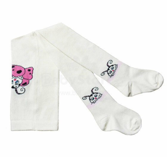 Weri Spezials Children's Tights Little Ladybug Cream ART.WERI-5682 High quality children's cotton tights for gilrs