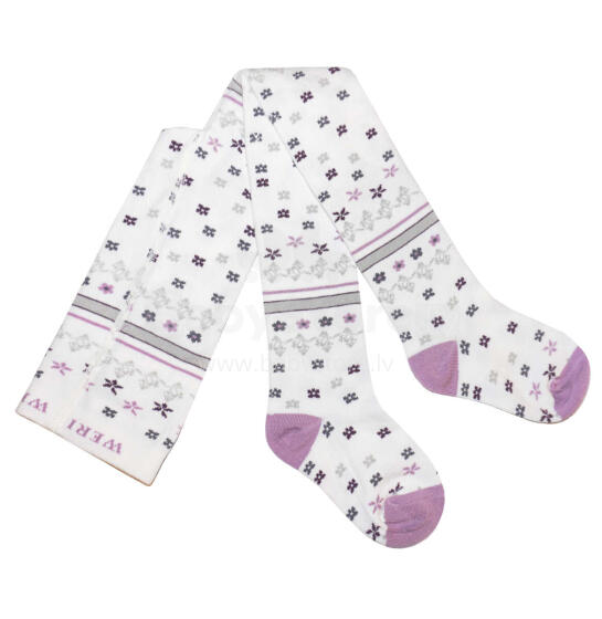 Weri Spezials Bērnu Zeķubikses Lilac Flowers Cream ART.WERI-1740 Augstas kvalitātes bērnu kokvilnas Zeķubikses meitenēm