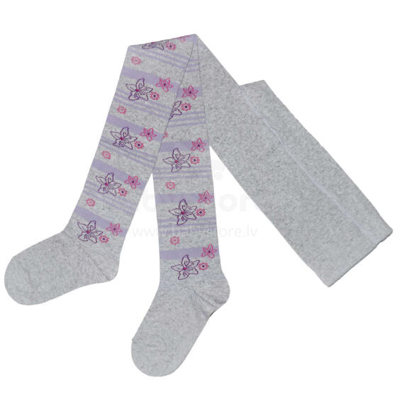 Weri Spezials Bērnu Zeķubikses Frangipani Flowers Grey and Lilac ART.WERI-0211 Augstas kvalitātes bērnu kokvilnas Zeķubikses meitenēm