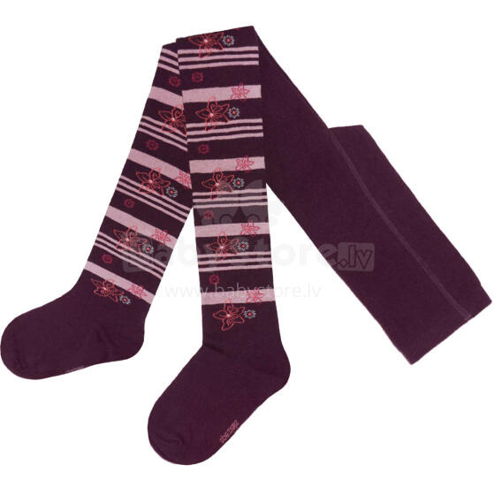 Weri Spezials Детские колготки Frangipani Flowers Bordeaux ART.WERI-0217 Высококачественные детские хлопковые колготки для девочек
