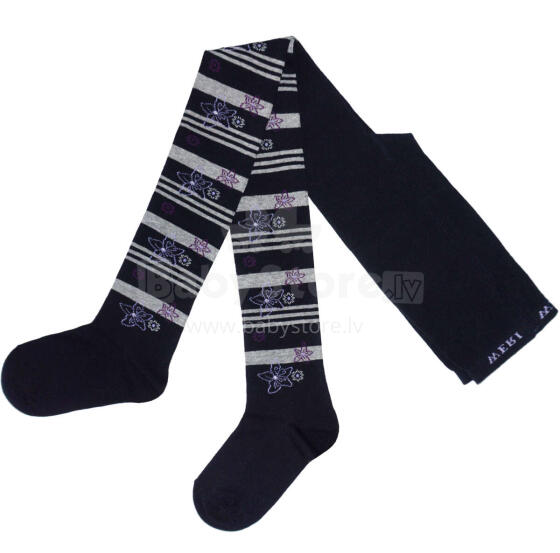 Weri Spezials Детские колготки Frangipani Flowers Navy ART.WERI-0223 Высококачественные детские хлопковые колготки для девочек