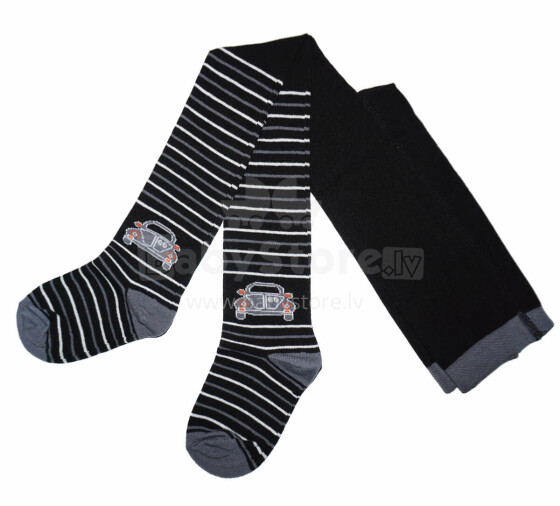 Weri Spezials Children's Tights Cars and Stripes Black ART.WERI-2167 High quality children's cotton tights for boys