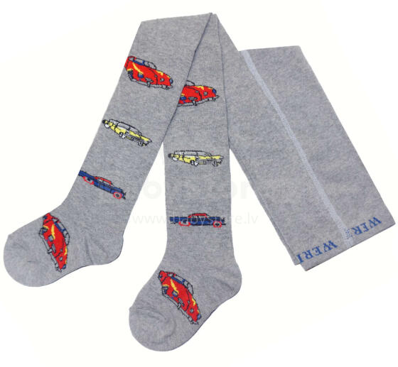 Weri Spezials Детские колготки Vintage Car Grey ART.WERI-8377 Высококачественные детские хлопковые колготки для мальчиков