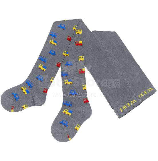 Weri Spezials Детские колготки Mini Cars Grey ART.WERI-4559 Высококачественные детские хлопковые колготки для мальчиков