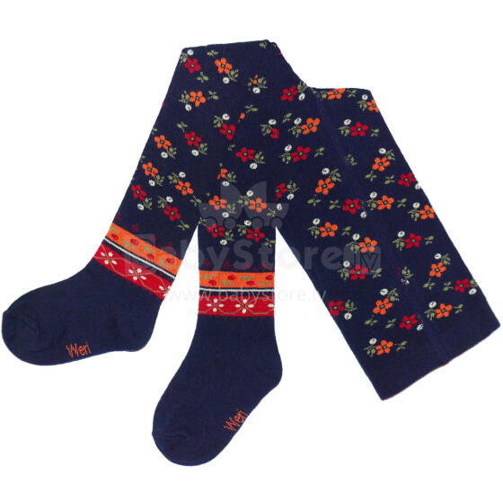 Weri Spezials Детские колготки Etno Navy ART.WERI-0041 Высококачественные детские хлопковые колготки для девочек