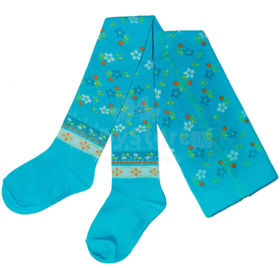 Weri Spezials Children's Tights Etno Turquoise ART.WERI-0137 High quality children's cotton tights for gilrs
