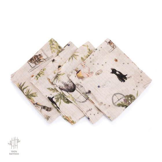 Makaszka Muslin Wipe Art.154378 Augstākās kvalitātes muslina ietināšanas autiņš no bambusa, 4 gb. (35x35 cm)