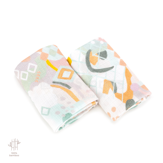 Makaszka Muslin Wipe Art.154382 Augstākās kvalitātes muslina ietināšanas autiņš no bambusa, 2 gb. (65x65 cm)