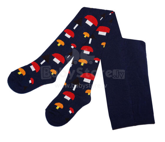 Weri Spezials Children's Tights Mushrooms Navy and Red ART.WERI-4433 High quality children's cotton tights for boys