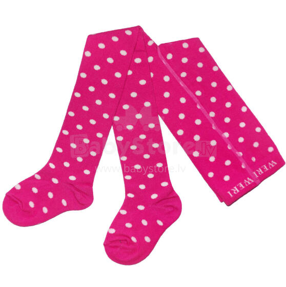 Weri Spezials Детские колготки White Dots Pink ART.SW-0125 Высококачественные детские хлопковые колготки для девочек