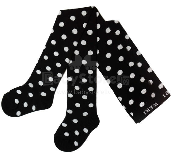 Weri Spezials Детские колготки Big Dots Black and White ART.WERI-0194 Высококачественные детские хлопковые колготки для девочек