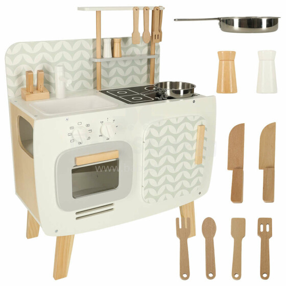 Ikonka Wooden Kitchen MDF Lulilo Retro Art.KX4635 Laste puidust köök koos tarvikutega