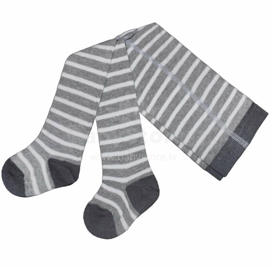 Weri Spezials Children's Tights White Stripes Light Grey ART.SW-0011 High quality children's cotton tights for kids