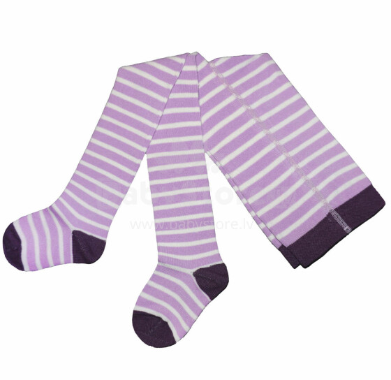Weri Spezials Children's Tights White Stripes Lilac ART.WERI-3546 High quality children's cotton tights for kids