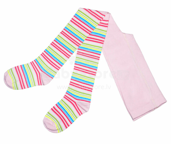 Weri Spezials Детские колготки Colorful Stripes Light Pink and Turquoise ART.WERI-6171 Высококачественные детские хлопковые колготки для девочек