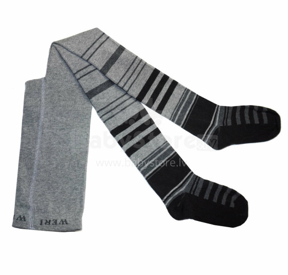 Weri Spezials Children's Tights Black and Grey Stripes ART.WERI-2923 High quality children's cotton tights for boys