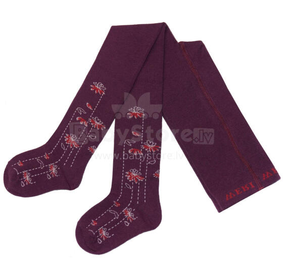 Weri Spezials Children's Tights Elegant Flowers Violet ART.WERI-5694 High quality children's cotton tights for gilrs