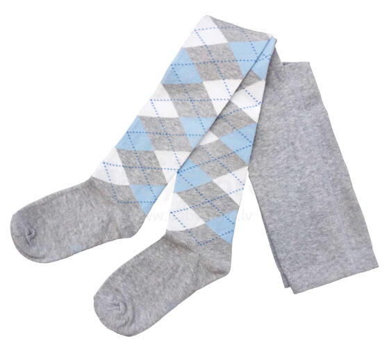 Weri Spezials Children's Tights Jacquard Light Grey and White ART.WERI-0171 High quality children's cotton tights for kids
