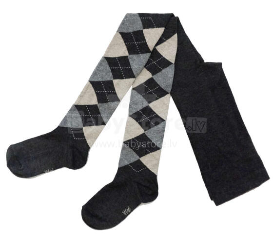 Weri Spezials Children's Tights Jacquard Dark Grey and Beige ART.WERI-0176 High quality children's cotton tights for kids