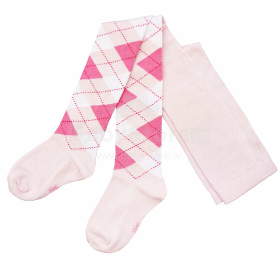 Weri Spezials Children's Tights Jacquard Light Pink and Dark Pink ART.WERI-2544 High quality children's cotton tights for kids
