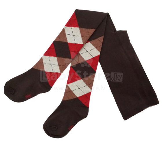 Weri Spezials Children's Tights Jacquard Chocolate and Ruby ART.WERI-2642 High quality children's cotton tights for kids