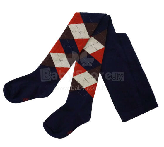 Weri Spezials Children's Tights Jacquard Navy and Chilli ART.WERI-2645 High quality children's cotton tights for kids