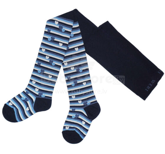 Weri Spezials Детские колготки Hearts and Stripes Navy ART.WERI-2611 Высококачественные детские хлопковые колготки для девочек