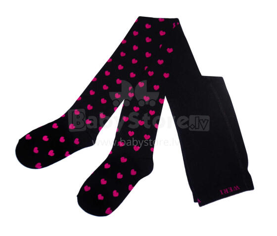 Weri Spezials Bērnu Zeķubikses Hearts Black and Pink ART.WERI-5551 Augstas kvalitātes bērnu kokvilnas Zeķubikses meitenēm