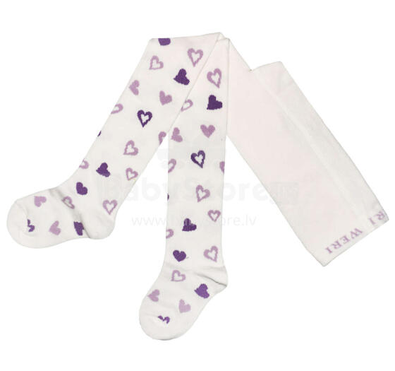 Weri Spezials Bērnu Zeķubikses Hearts Cream and Lilac ART.WERI-2203 Augstas kvalitātes bērnu kokvilnas Zeķubikses meitenēm