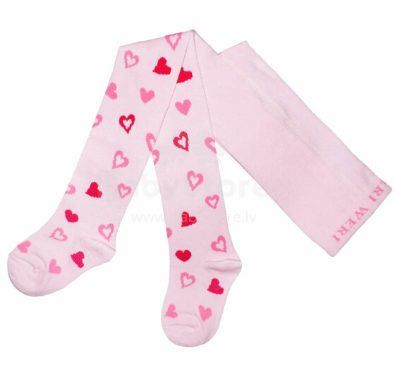 Weri Spezials Children's Tights Hearts Light Pink ART.WERI-3281 High quality children's cotton tights for girls