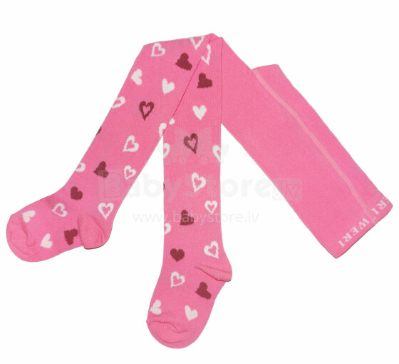 Weri Spezials Children's Tights Hearts Dark Pink ART.WERI-3286 High quality children's cotton tights for girls
