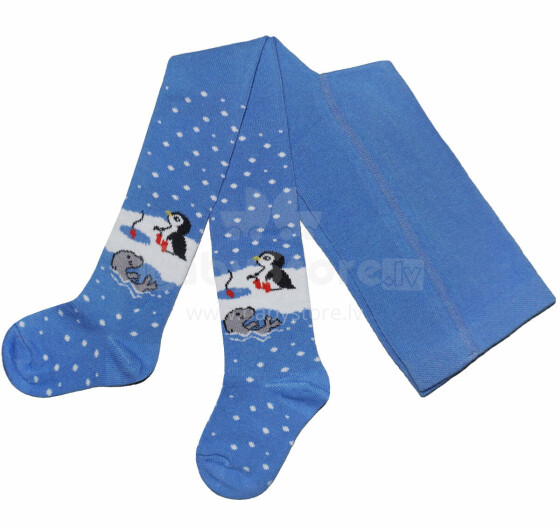 Weri Spezials Children's Tights Penguin and Friends Medium Blue ART.WERI-7710 High quality children's cotton tights for kids