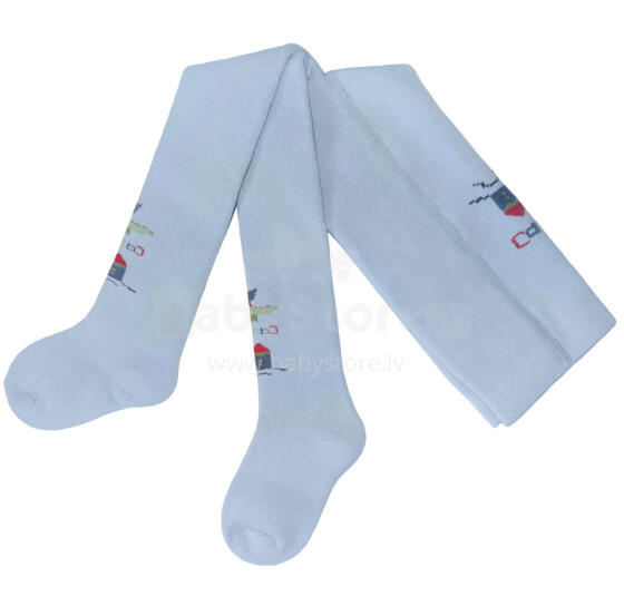 Weri Spezials Children's Tights Castle Light Blue ART.WERI-0450 High quality children's warm plush cotton tights for boys