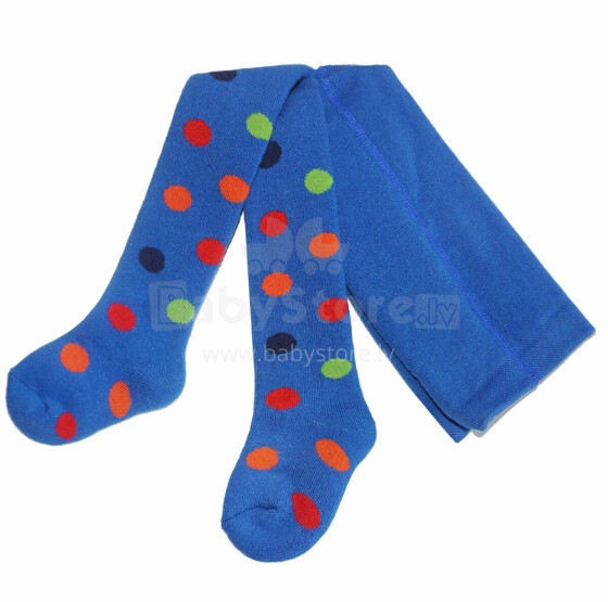 Weri Spezials Children's Tights Colorful Dots Cobalt Blue ART.WERI-3150 High quality children's warm plush cotton tights for boys