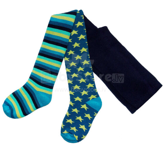 Weri Spezials Bērnu Zeķubikses Colorful Stars and Stripes Petrol ART.SW-1829 Augstas kvalitātes siltas  plīša bērnu kokvilnas Zeķubikses zēniem